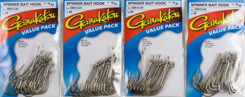 (LOT OF 4) GAMAKATSU SPINNER BAIT HOOK VALUE PACK 3/0 55013-25 K3230