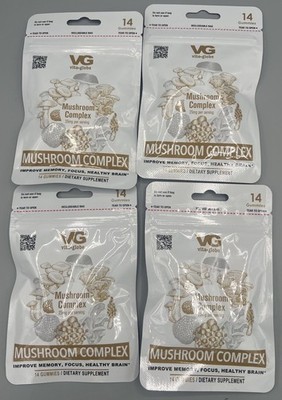 4 Pk Mushroom Complex Gummies Vita Globe 14ct  Focus Memory Brain Health EX 2/28