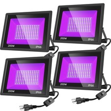200W LED Black Lights,Black Flood Light Outdoor with Plug and Switch, IP66 Wa...