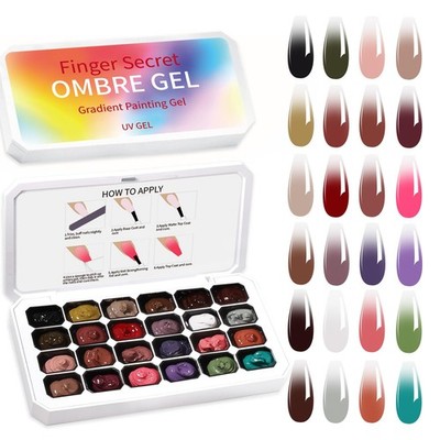 24 Colors Ombre Gel Nail Polish Set,Ombre Pigment for Nails,Gradient Painting Ge