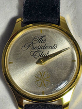 The President’s Club Women’s Swiss Made Mechanical Analog Gold Black Leather