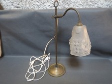 Ancienne lampe de bureau laiton et tulipe en pate de verre signé ROS old lamp