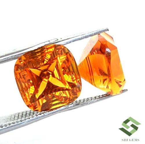Natural Madeira Citrino de Cojín Cóncava Corte Par 10x10 MM 8.51 Cts Loose Gemas - Picture 2 of 9