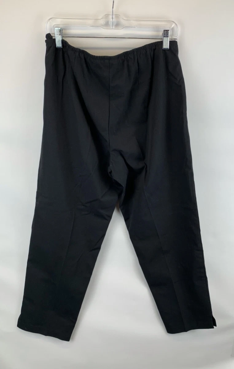 Eileen Fisher Womens Black Elastic Waist Side Zip Pants Sz US Large