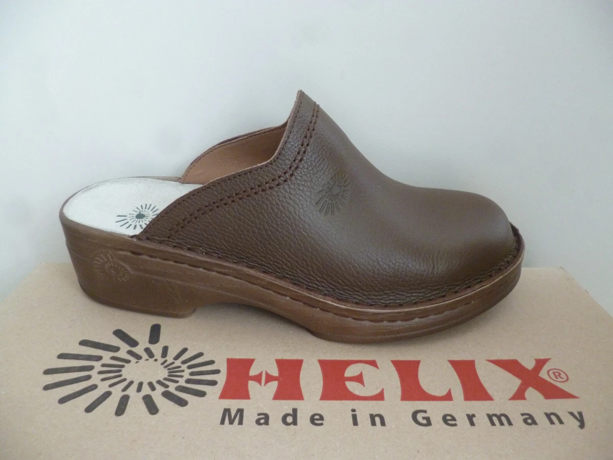 Helix Clogs Pantoletten Pantolette Pantoffel Schuhe Hausschuhe braun Leder