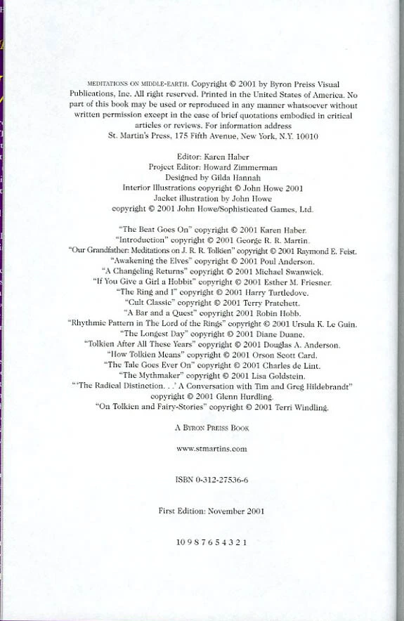 LOTR Meditations On Middle-Earth SIGNED AUTOGRAPHED By 17 Authors HC Pratchett - Image 2 of 2