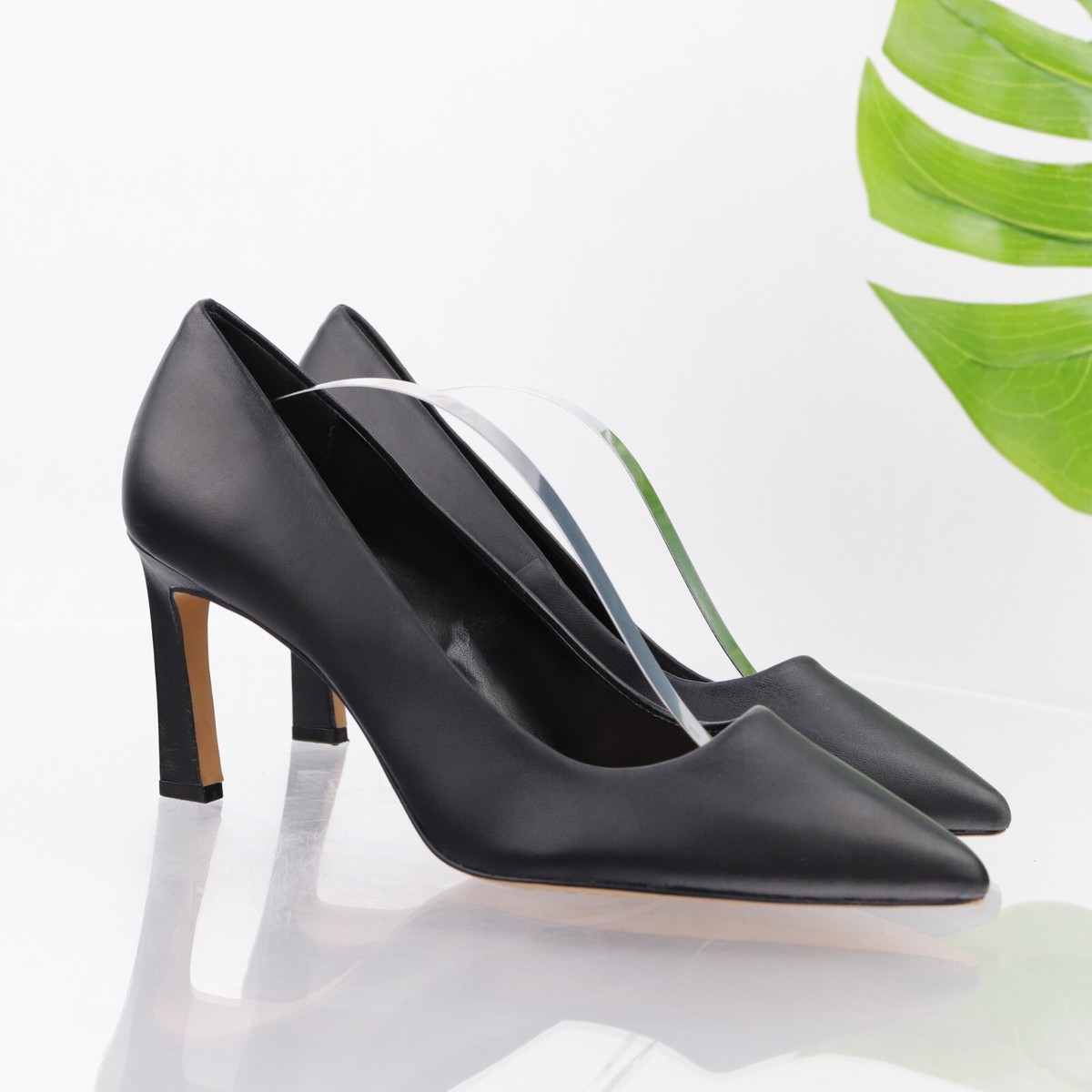 Vince Camuto Womens Retsie Pump Size Black Leather Heels Pointed Dress  Shoe