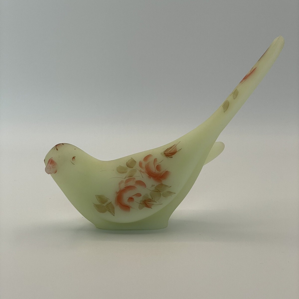 Fenton Bird of Happiness - GLOWS - Custard Yellow Glass - Hand