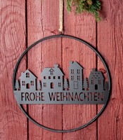 Gilde FensterhäNger Deko HäNger Winterdorf Frohe Weihnachten Metall Ø29 Cm 26976