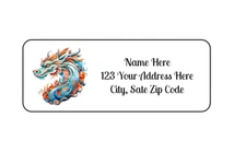 30 Dragon PERSONALIZED RETURN ADDRESS LABELS 1 in X 2 5/8 GLOSSY