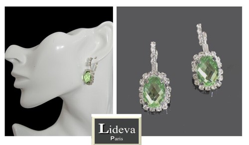 Gancio Orecchini a Farfalla Orecchini Strass Quadrato Verde/Argento 33 MM Sposa