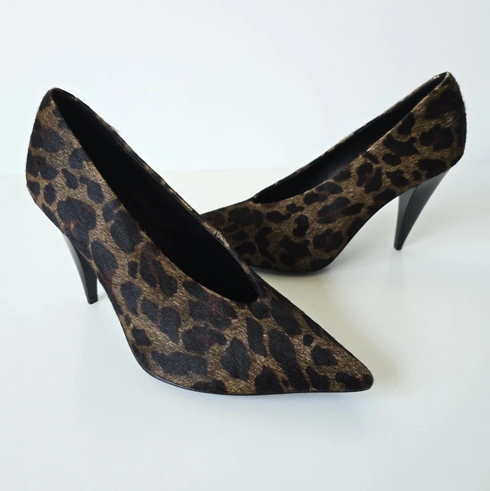 STUNNING WOMENS ALL SAINTS ADRIANNA PONYSKIN CALF LEATHER COURT HEEL BLACK 4 37 - Image 2 of 4