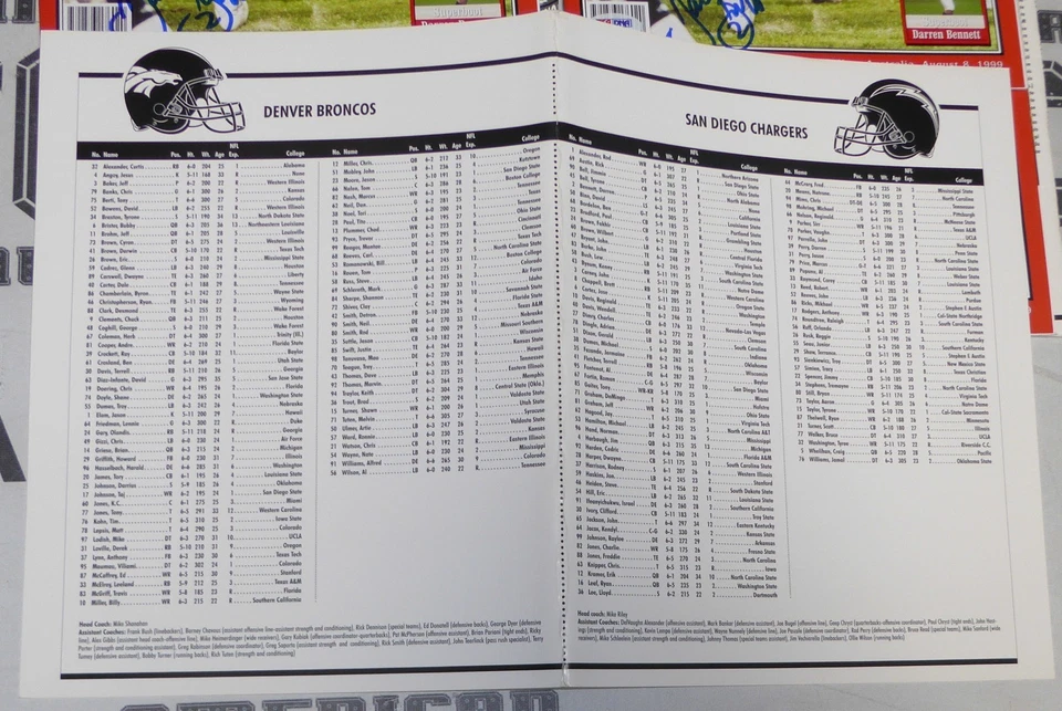 Darren Bennett Signed 1999 Chargers Football American Bowl Game Program PSA/DNA - Image 3 of 4