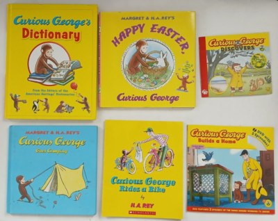 Curious George Book Lot of 6 - Happy Easter Dictionary Rides A Bike The Seasons