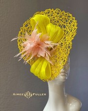 Kentucky Derby Hat Pink Yellow Royal Ascot Fascinator Del Mar Melbourne Cup Hat