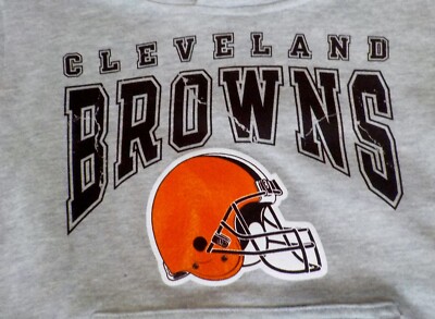 CLEVELAND BROWNS HOODED SWEATSHIRT HOODIE YOUTH S M L XL GRAY NWT COTTON BLEN