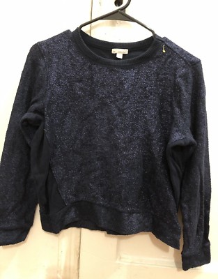 Women GAP Design and Crafted Metallic Blue Sweater Small S