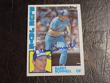 BARRY BONNELL  AUTOGRAPHED 1984 TOPPS BLUE JAYS CARD W/COA #302