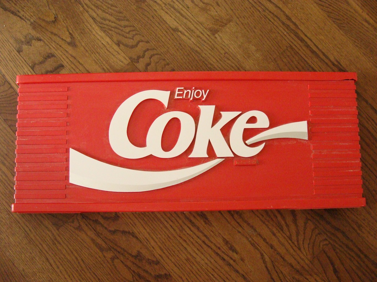Large Vintage Enjoy Coke Embossed Plastic Sign 27.5