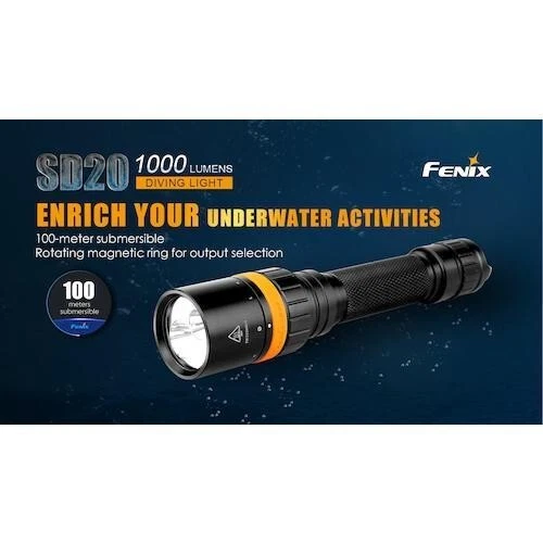 FENIX SD20 XM-L2 LED diving light maximum brightness 1000 lumens SD20 NEW Japan - Image 4 of 4