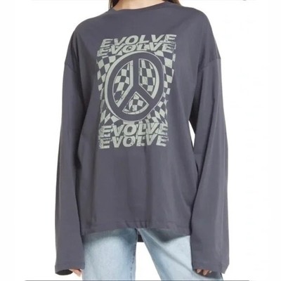 Topshop Oversize Skater Gray Tee Evolve NWT Vintage Inspired Skater's Graphic S