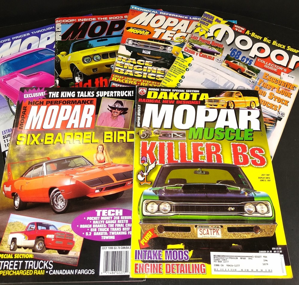 (6) Misc Mopar Magazines  Lot of 6 Mopar Tech, Mopar Action, Mopar Muscle Good