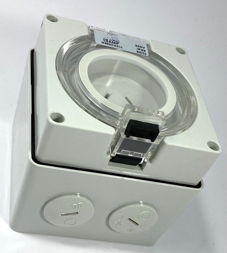 INTERRUPTOR AUTOMÁTICO 10 amperios - Salida de toma de doble polo IP66 3 PINES planos 250 V resistente a la intemperie - Imagen 3 de 9