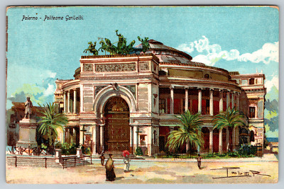 Palermo Politeama Garibaldi Paoletti R. Italy Artist Antique Vintage Postcard