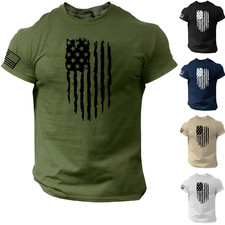 USA Distressed Flag Men T Shirt Patriotic American Tee S - 2XL