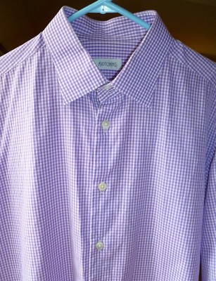 Men's Ascot Chang Custom Purple & White Gingham Dress Shirt, Size L, SLIM  FIT | eBay