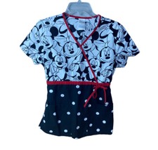 Disney Minnie Mouse Scrub Top Women  s XS 100 Cotton Red/Black/White