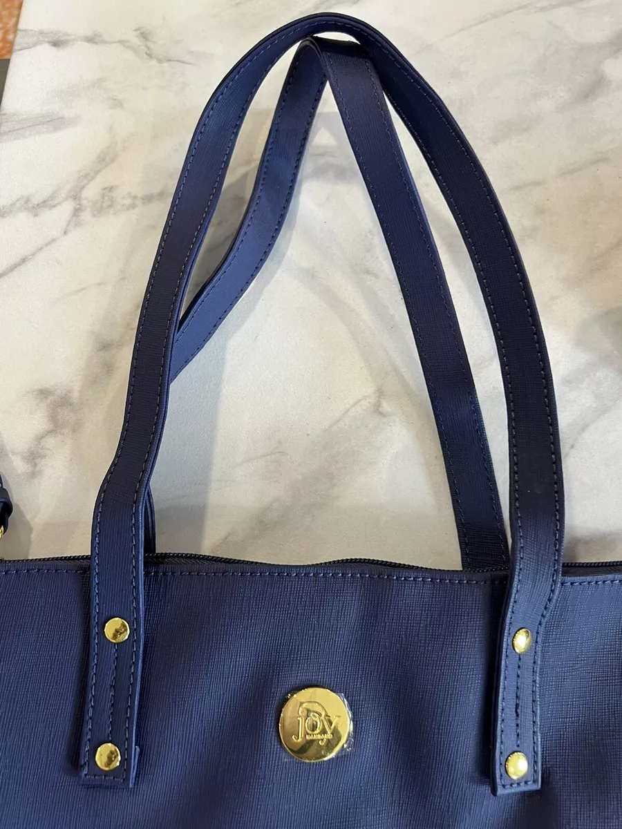 Joy Mangano Leather Purse Double Decker Zippered Storage Tote