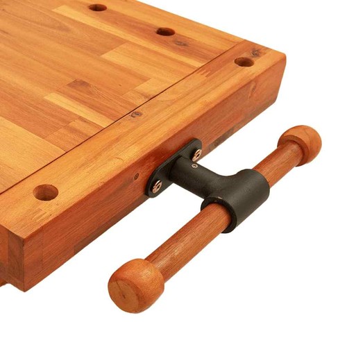 NNEVL Workbench Tabletop with Vice 52x44x9.5 cm Solid Wood Acacia - Picture 6 of 8