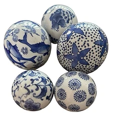 PIER 1 Vintage Ceramic Carpet Ball Orb Sphere (set of 5) beach theme home decor