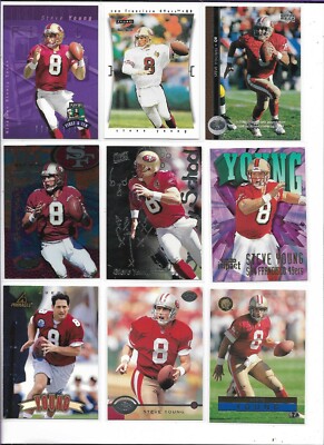 STEVE YOUNG LOT(9) SUNDAY SCHOOL, ILLUSIONS, FIRST & TEN, IMPACT, PINNACLE, LEAF