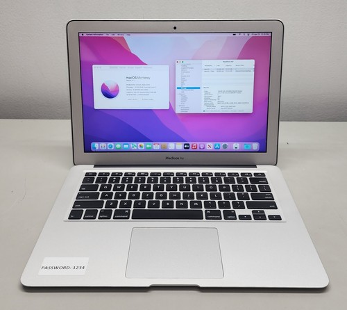 Apple MacBook Air 2015 13" i5 1.60GHz 8GB RAM 128GB SSD macOS Monterey