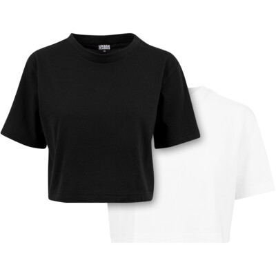 Urban Classics Ladies Short Oversized Tee 2 Pack T-Shirt Top Tank Top 