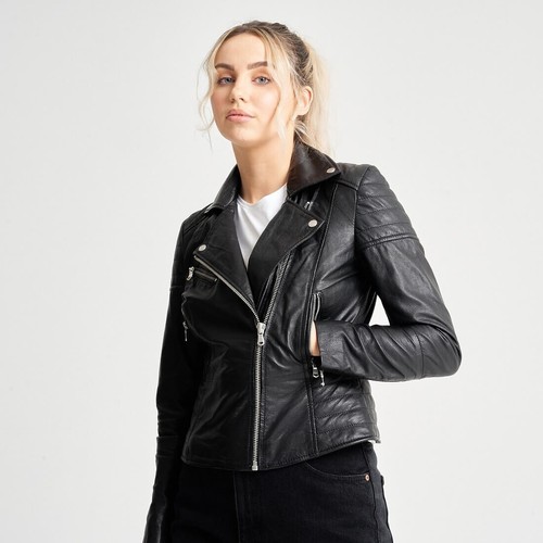 Barney Original Leather Biker Jacket Size AU18 US14 small sizing