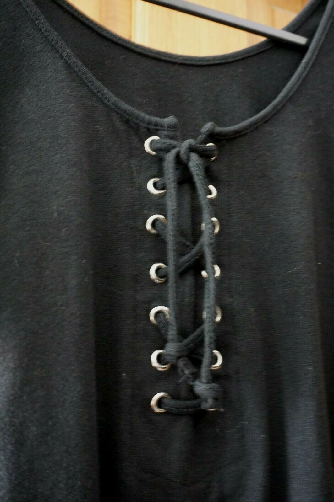 Black lace up bodysuit festival hippie boho gypsy peasant faux t shirt BNWOT 12 image 2