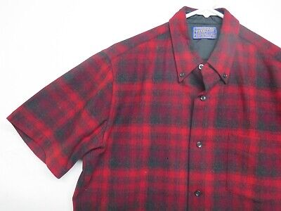 VTG 50s 60s PENDLETON Red Black Plaid Shirt Mens Sz M Short VTG 50s 60s PENDLETON Red Black Plaid Shirt Mens Sz M Short