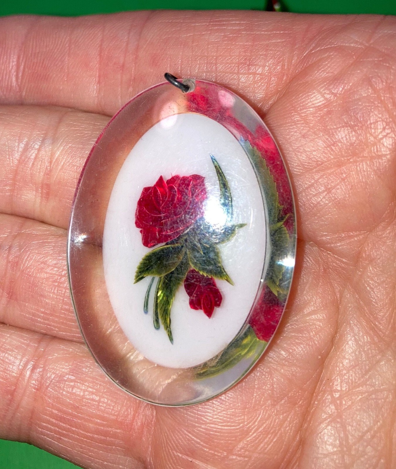 5 pc Vintage Rose Jewelry Lot, Gold Red Rose Bud … - image 4