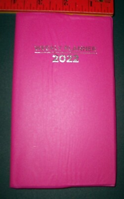 2022 WEEKLY Agenda 4'' x 7'' PINK planner vinyl cover pocket / purse calendar