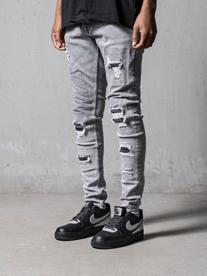 HENGAO Boys Distressed Skinny Jeans - Ripped Knees, Gray, Size 8