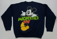 Rare Vintage DISNEY Mickey Mouse Co Big Logo Crewneck Sweatshirt 90s Navy XL