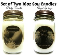 Combo Angel Wings & Baby Powder Set Of Two 16oz Wholesale Scented Soy Candles Combo Angel Wings & Baby Powder Set Of Two 16oz Wholesale Scented Soy Candles
