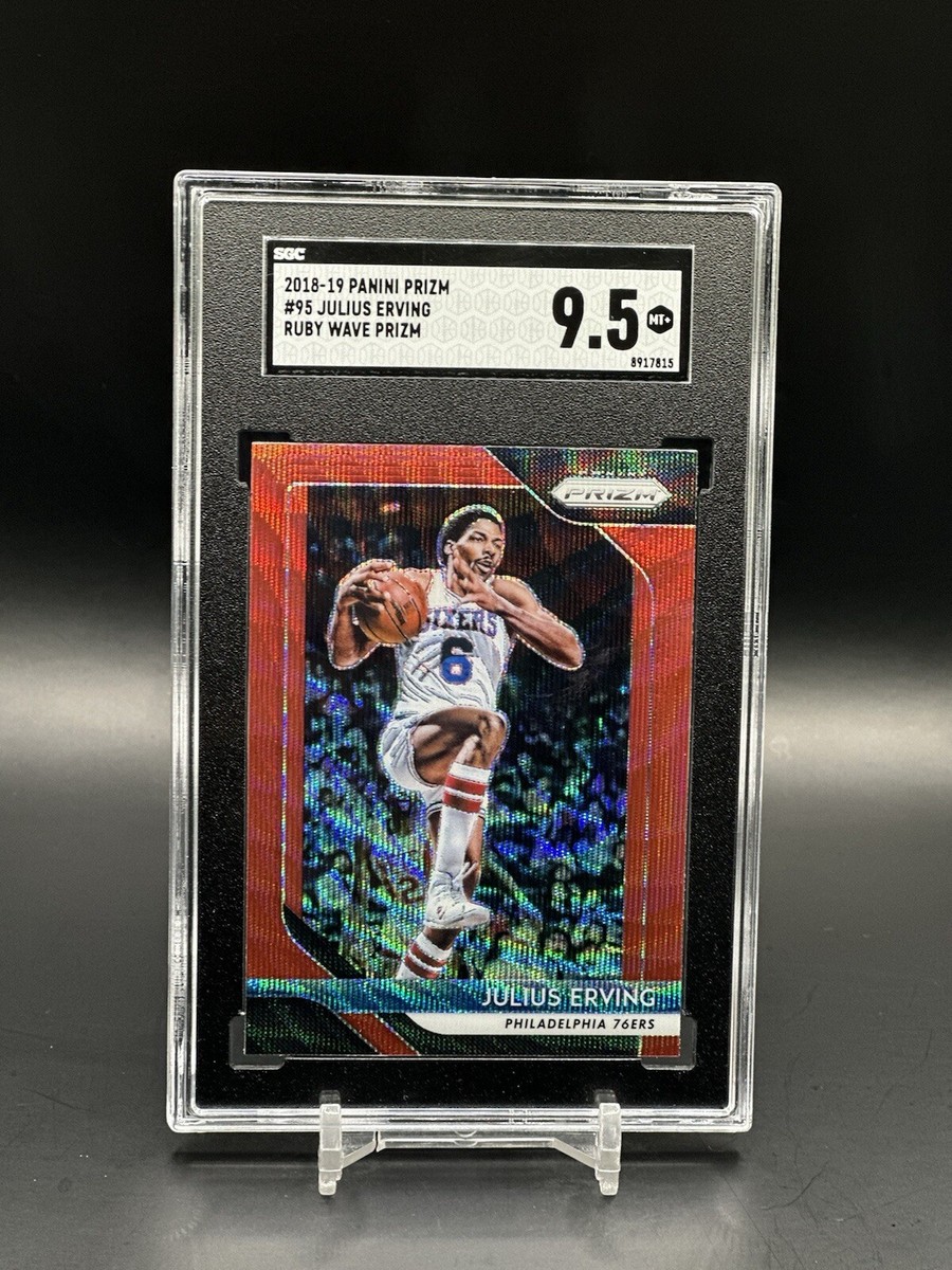 2018-19 Panini Prizm Ruby Wave Prizm Julius Erving #95 PSA 9 MINT