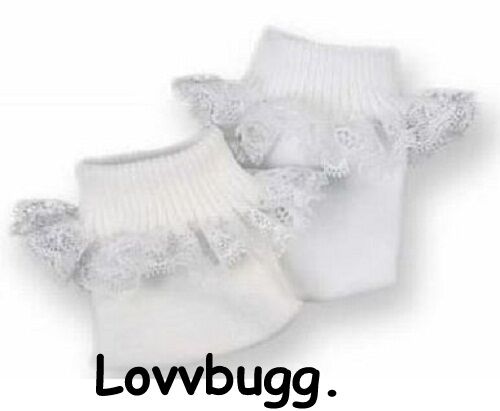 White Socks Lace for American Girl & Baby Doll Clothes FREESHIP ADDONS! LovvU! - Afbeelding 1 van 12