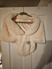 faux fur shawl and broach