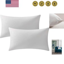 Lumbar Pillow Covers 12x20 Ivory White No Inserts : Pack of 2 Cozy Soft Velve...