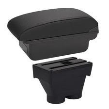 F&uuml;r PEUGEOT 208 (2012-2019) MITTELARMLEHNE PASSFORM ARMLEHNE LEDER SCHWARZ
